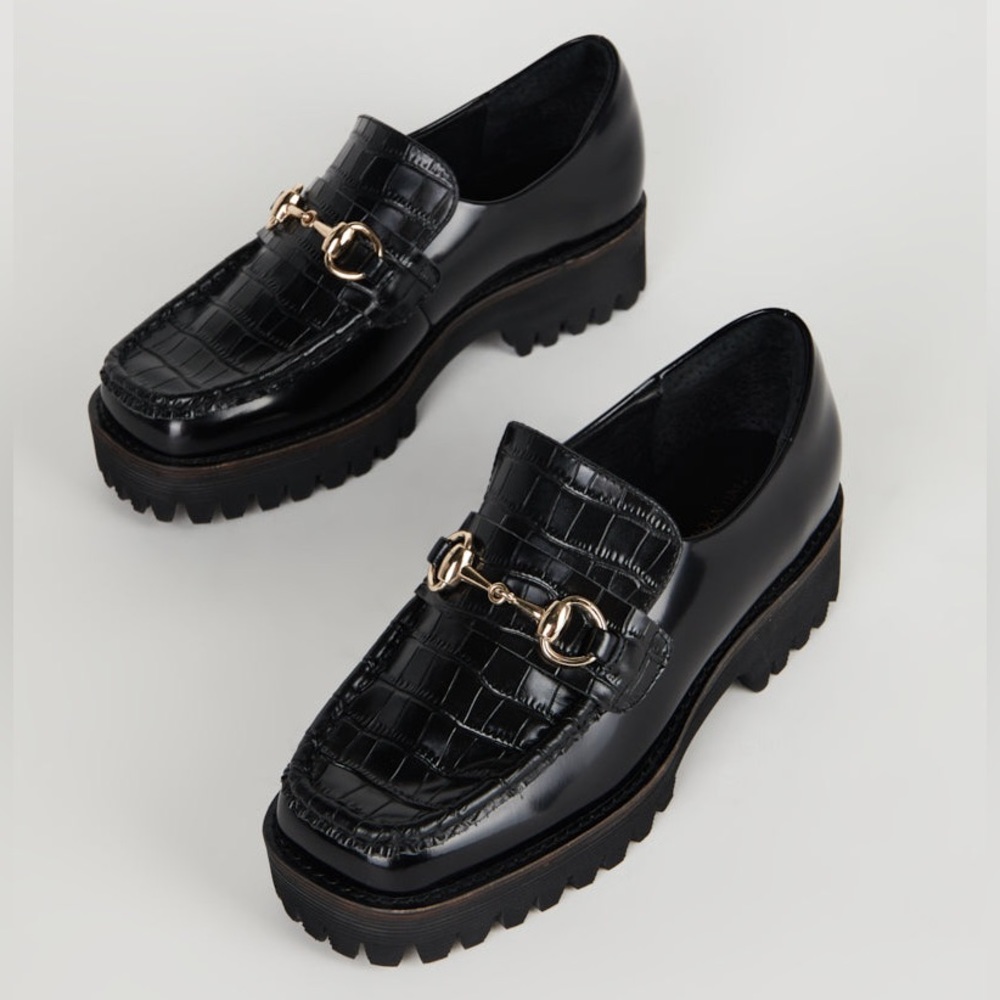 Intentionally Blank HK-2 Black Croc Loafers